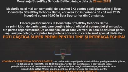 Până joi avem înscrieri la “Constanța Streetplay Schools Battle”