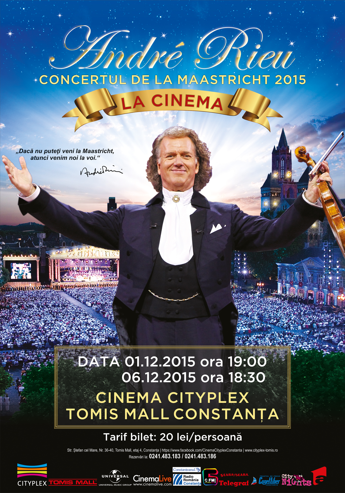 FOTO – Andre Rieu, concertul Maastricht 2015, la Cityplex Constanţa