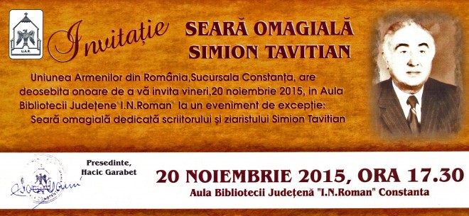 Mărturii peste timp despre Simion Tavitian, la Biblioteca Județeană ”I. N. Roman”