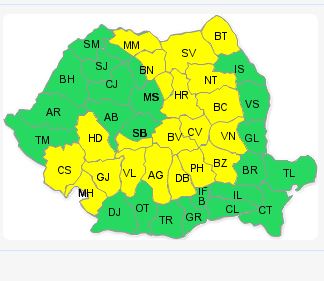 Jumătate din România, sub cod galben de precipitații abundente