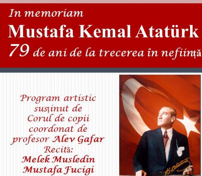 CONSTANȚA: Uniunea Democrată Turcă din România îl comemorează pe Mustafa Kemal Atatürk