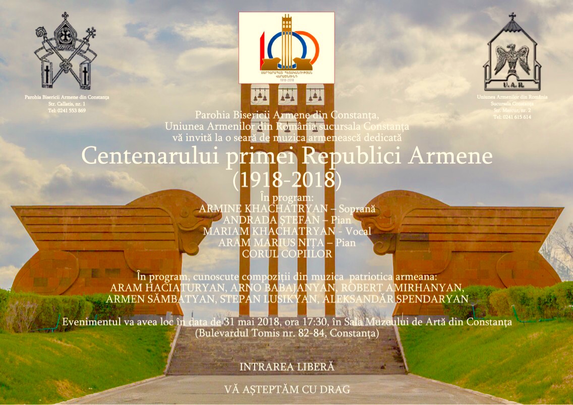 CONSTANȚA: Seară de muzică armenească dedicată Centenarului primei Republici Armene