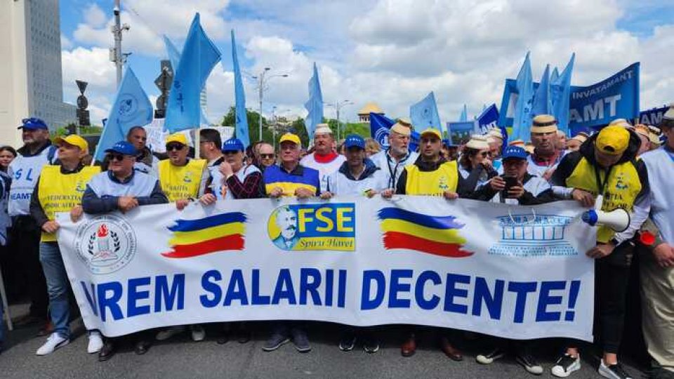 Greva generală din educație continuă. Ieri, peste 15.000 de sindicaliști au protestat în Capitală