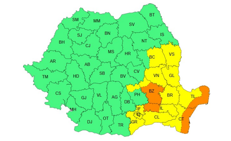 Avertizare de vânt puternic în Dobrogea