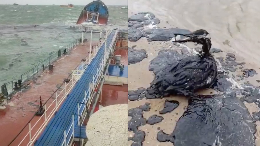 Noi pete de combustibil în Marea Neagră, după naufragiul petrolierelor rusești din decembrie